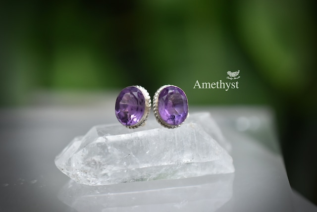 良質カット入り★amethyst シルバーピアス1063