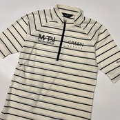 Munsingwear マンシングウェア ボーダー ハーフジップ ドライ 半袖ポロシャツ L/ホワイト