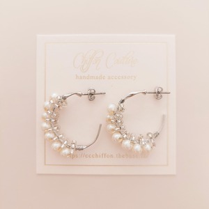 【ピアス】crystal pearl hoop