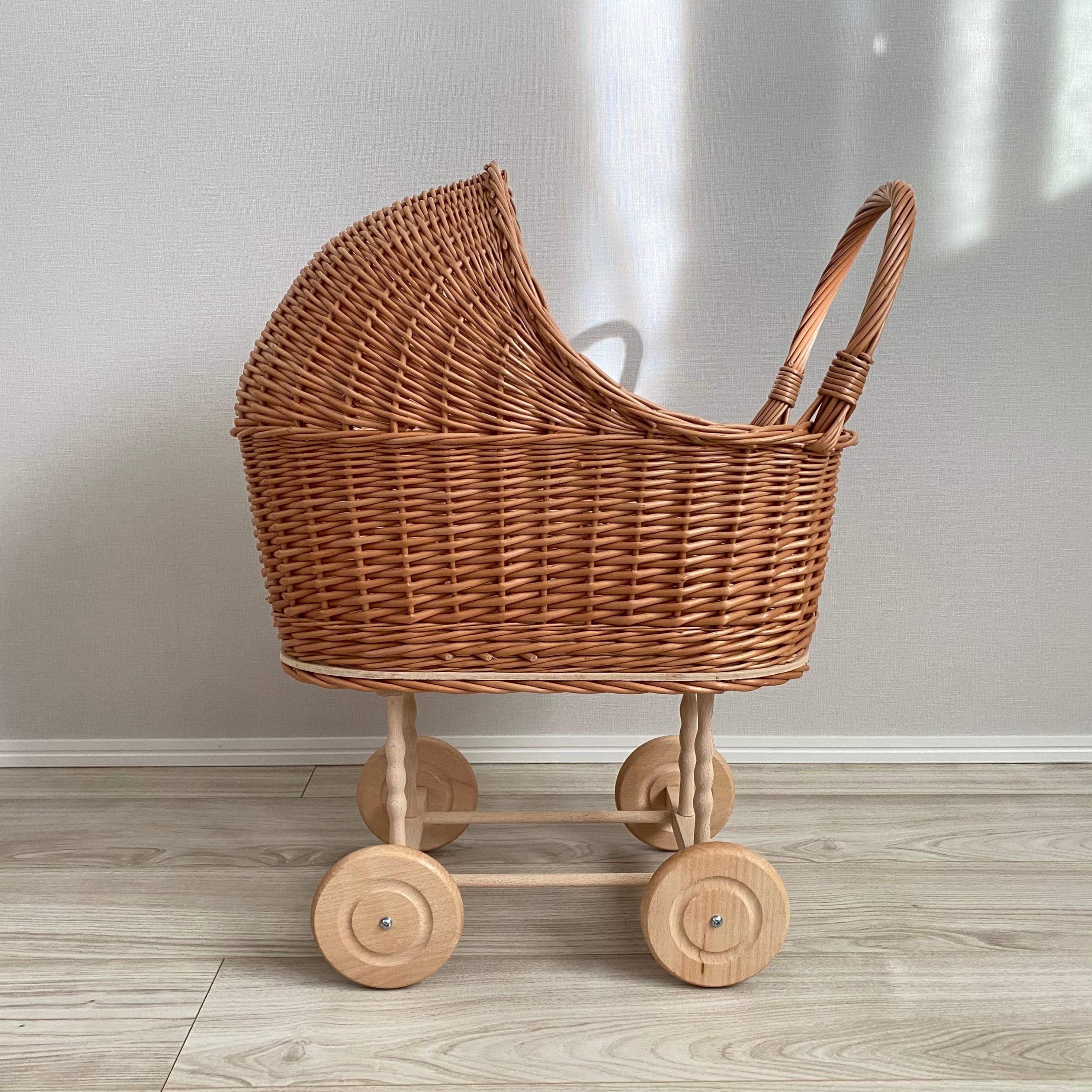 【即納】ラタン乳母車(高いタイプ/New brown)