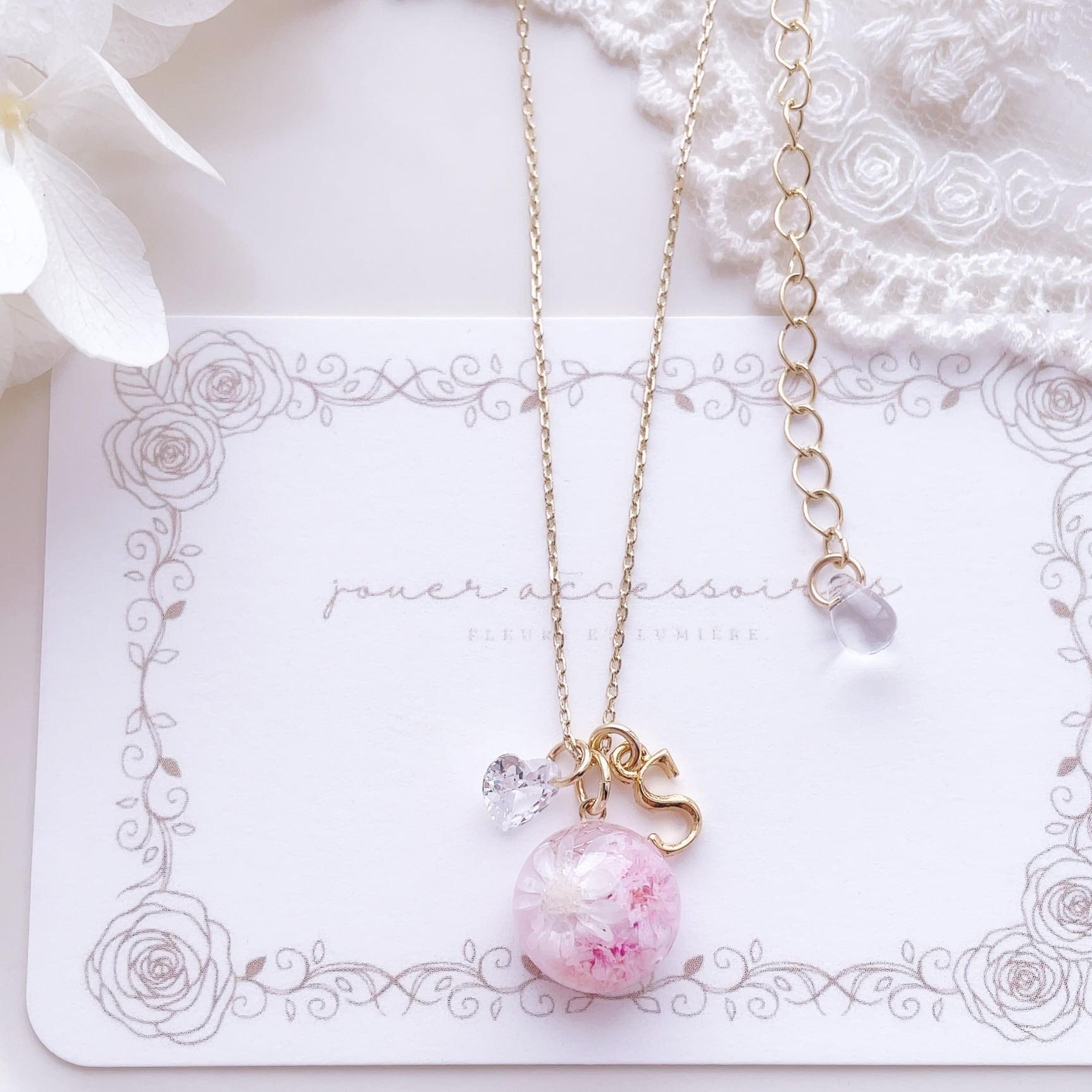 "ミルティーユ" ネックレス(pure pink)
