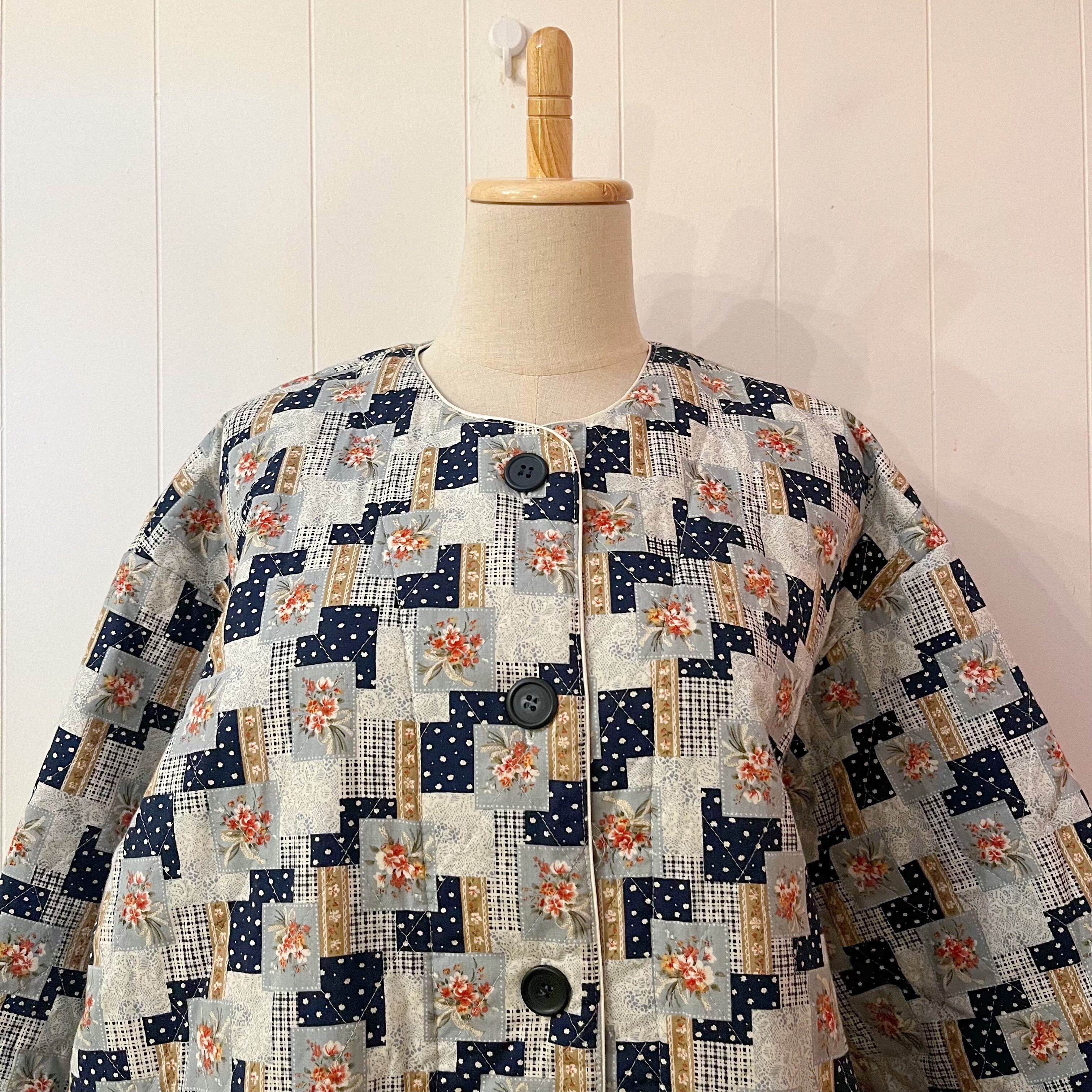 light blue flower quilting coat