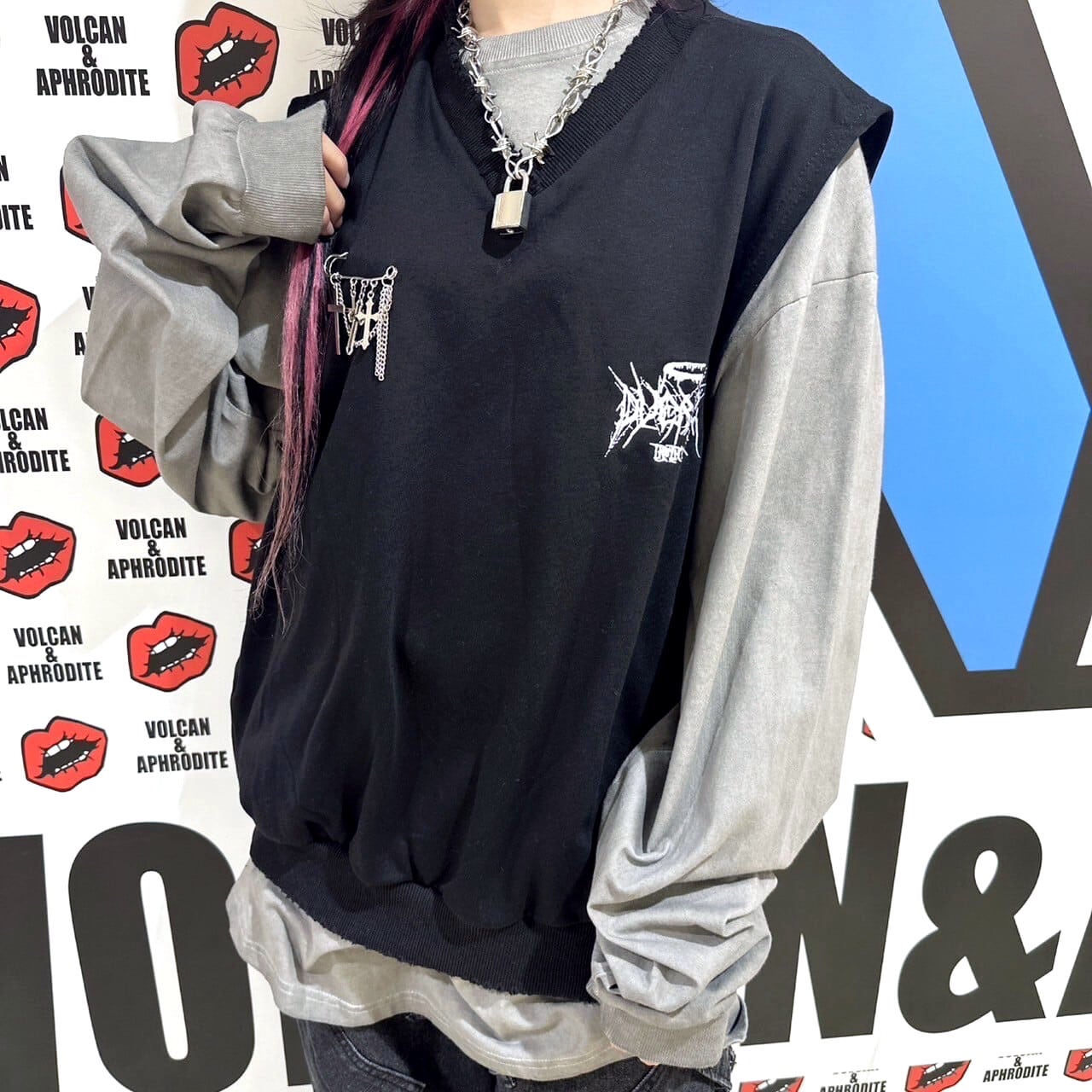 サブカル刺繍 クロスPINベスト | VOLCAN&APHRODITE