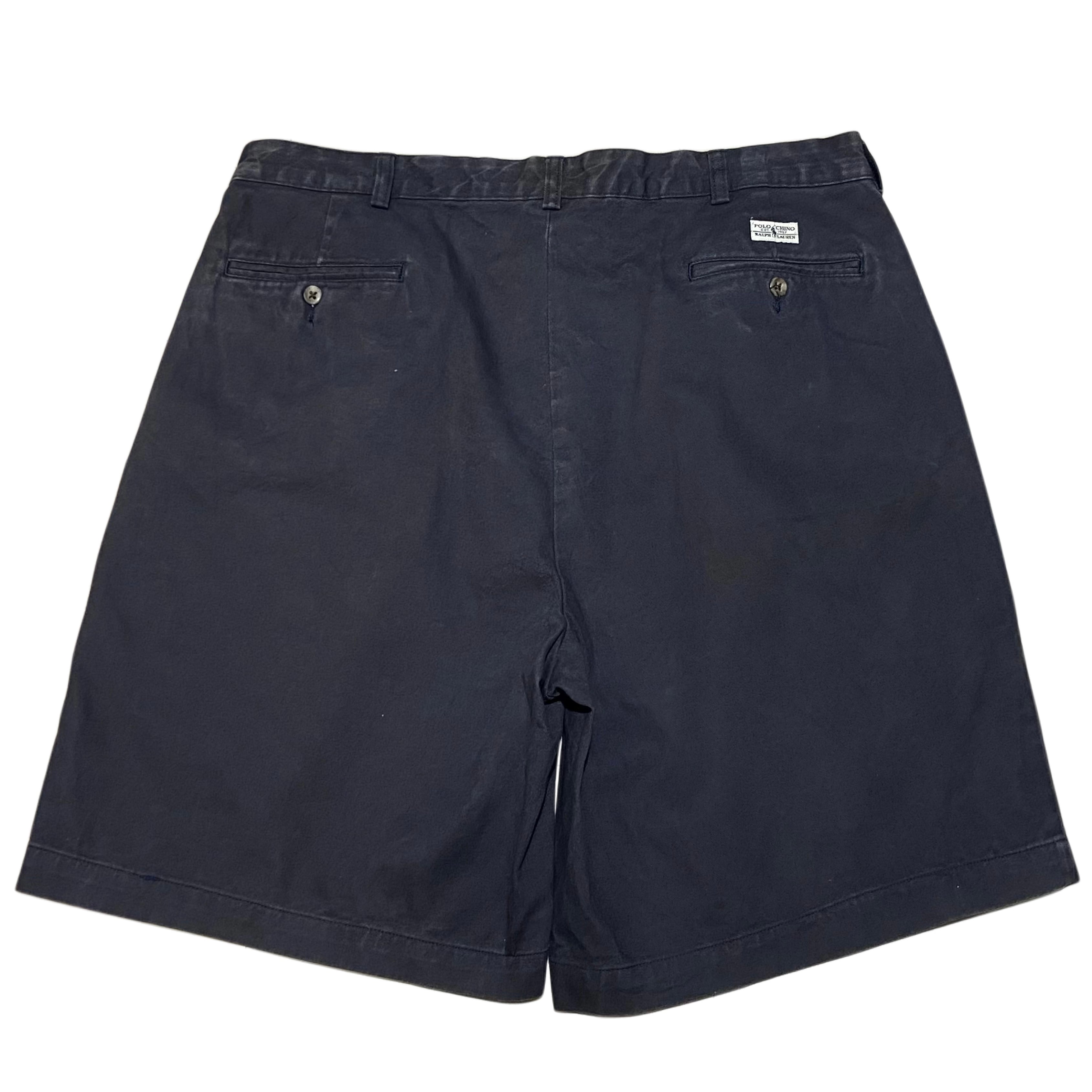 90s POLO RALPH LAUREN インプリーツ チノショーツ ネイビー【W40