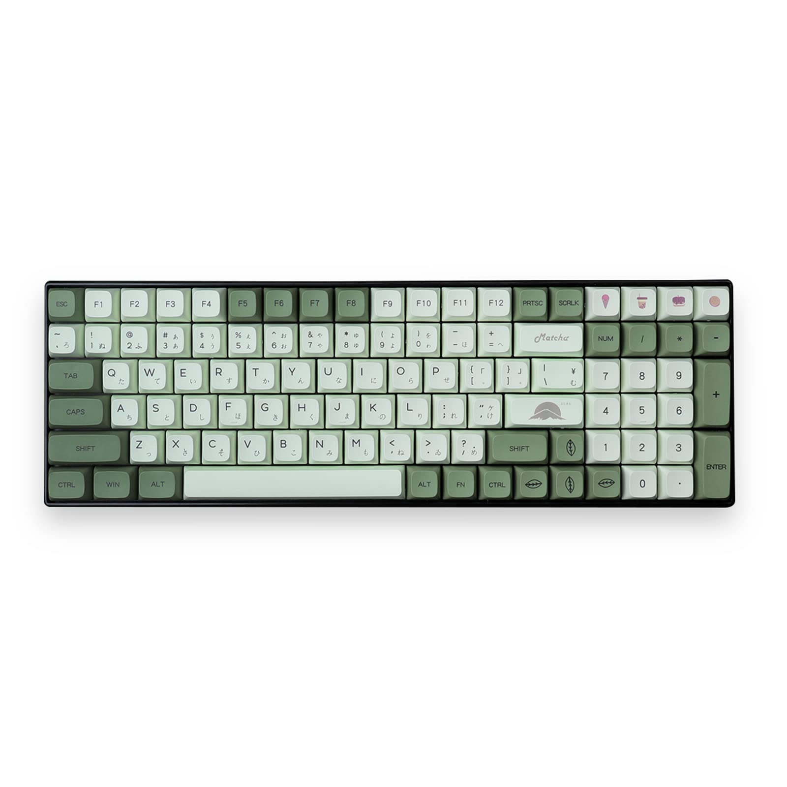 124キーXDAプロファイルPBT 抹茶キーキャップは61/64/87/104/108ANSI ISOレイアウトに適します(日本語配列)