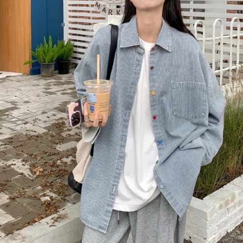 ストライプデニムシャツ     00155