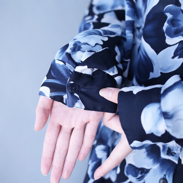 beautiful flower pattern over silhouette see-through shirt