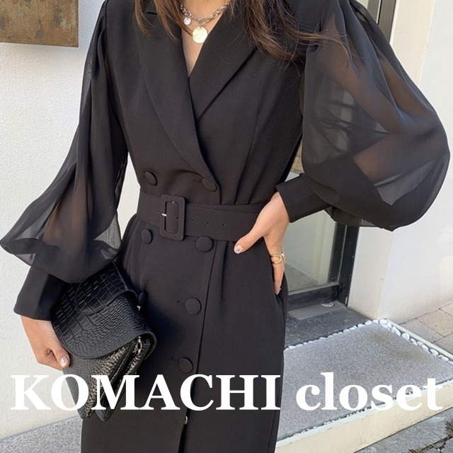 【送料無料】 ワンピース スーツドレス ランタンスリーブ ウエストマーク 透け感 黒 ベルト フォーマル 韓国 レディース  個性的  大人 かっこいい きれいめ 高級感 高見え おしゃれ オルチャン 体型カバー お洒落 モテ 女っぽい 大人っぽい 上品 美人 エレガント ゴージャス オトナ女子 大人女子 インスタ映え  安い お得 可愛い 主役級 存在感 クール スタイルアップ デート 入学式 入園式 卒業式 卒園式 ぽわん袖 シンプル 大人可愛い こなれ感 パーティー イベント ブラック