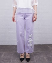 【直営限定ITEM】COOLAペイント×レースカラーデニムパンツ (PURPLE)　CQ-48001H