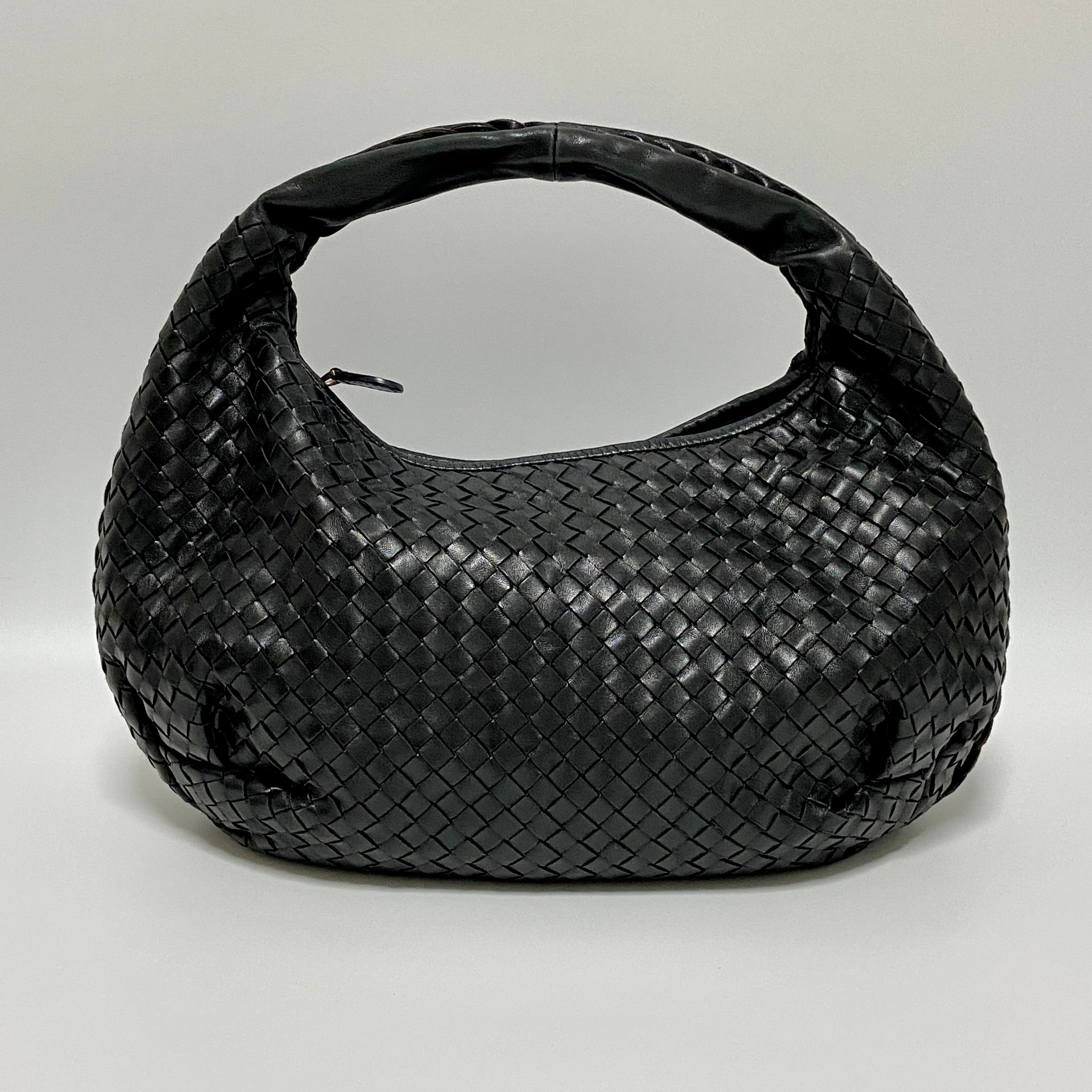 Bottega Veneta ボッテガヴェネタ イントレチャート レザー ワンショルダーバッグ - ブラック by