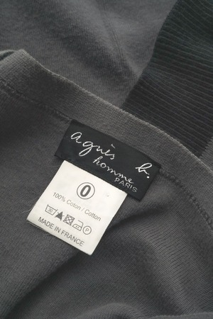 00's "agnes b." Bi-Color Cotton Knit Cardigan Made in FRANCE