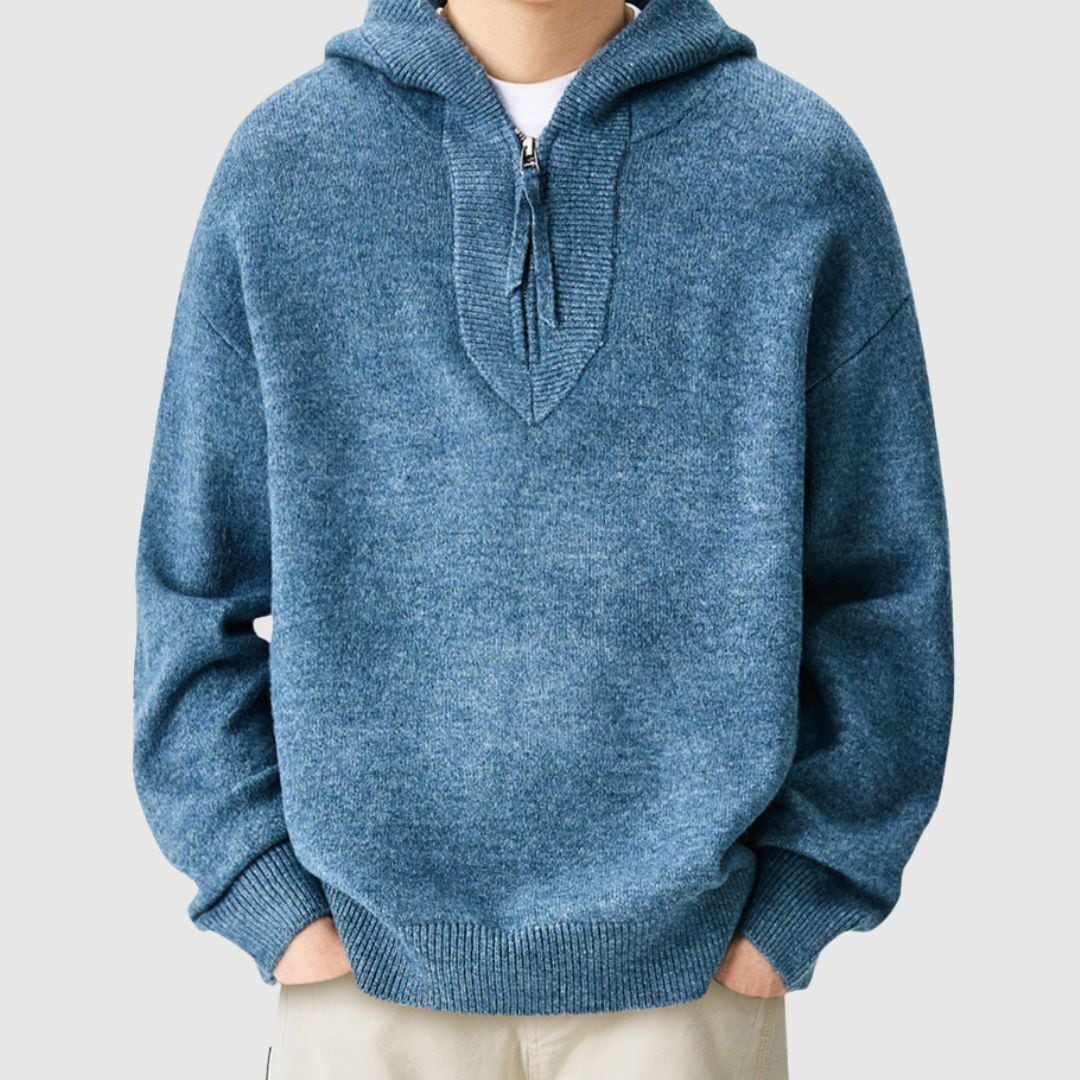 フード付きハーフジップセーター H2722