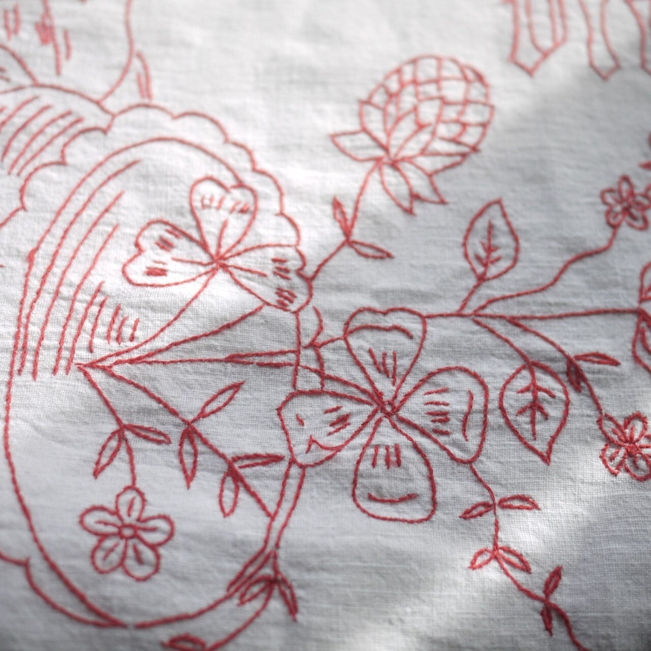 レッドワーク刺繍 天使 ドイツ | こりすのパン屋Base店 （世界の蚤の市