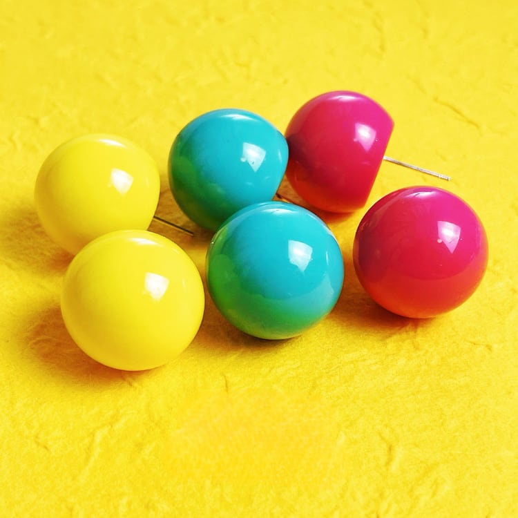 Round Resin Post Earrings ‐3col‐ A0477