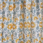 ブロックプリント生地【50cm単位】インド綿  ひまわり柄 白×黄色 #27510-YL1