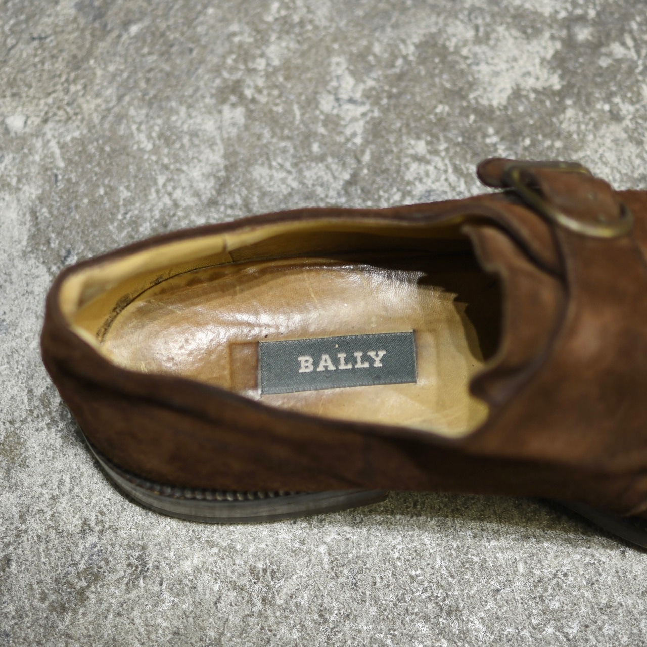 BALLY single monk strap brown suede shoes