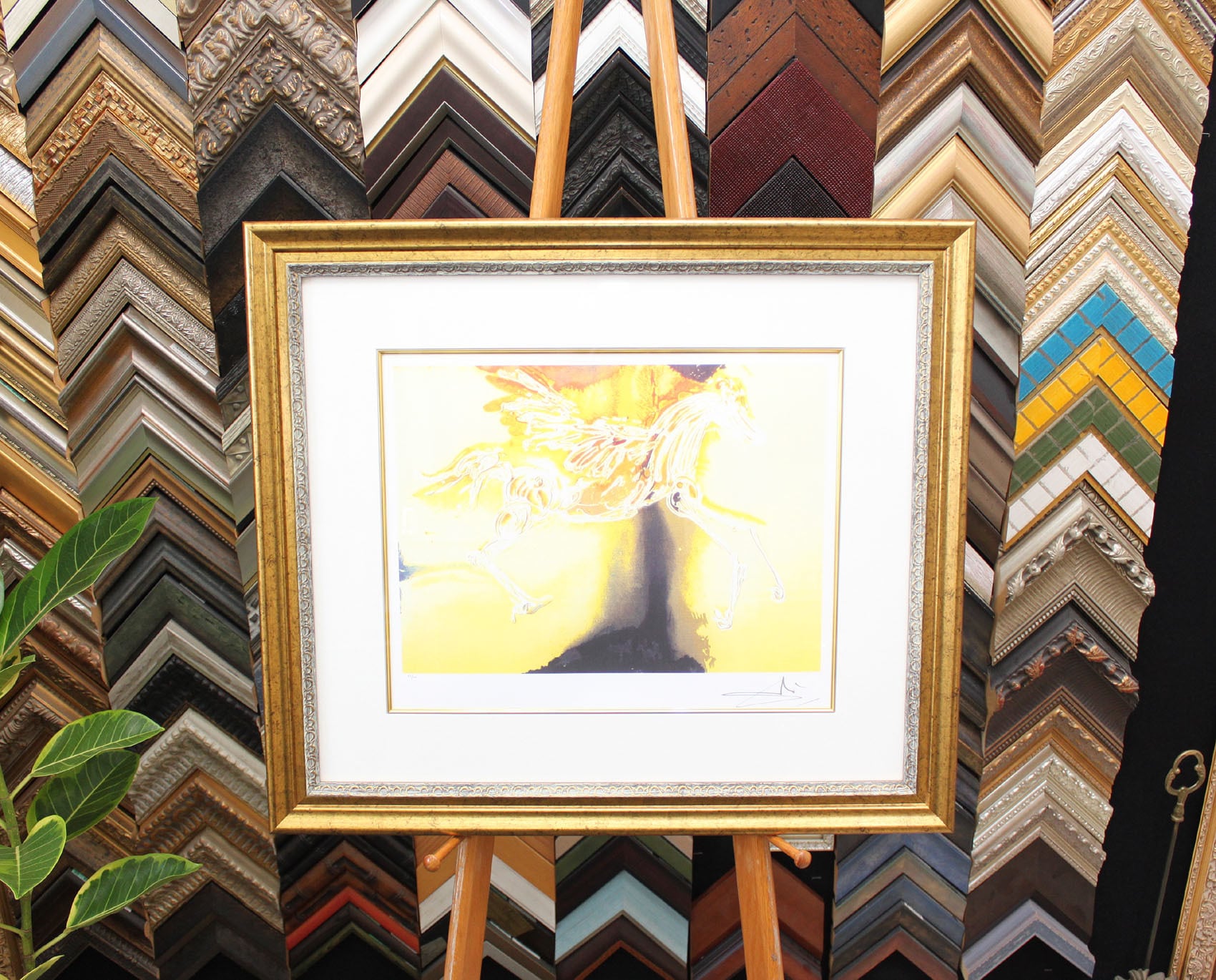 サルバドール ダリ「ペガサス」額縁4色選択可能 作品証明書 展示用フック 限定500部エディション付複製画リトグラフ