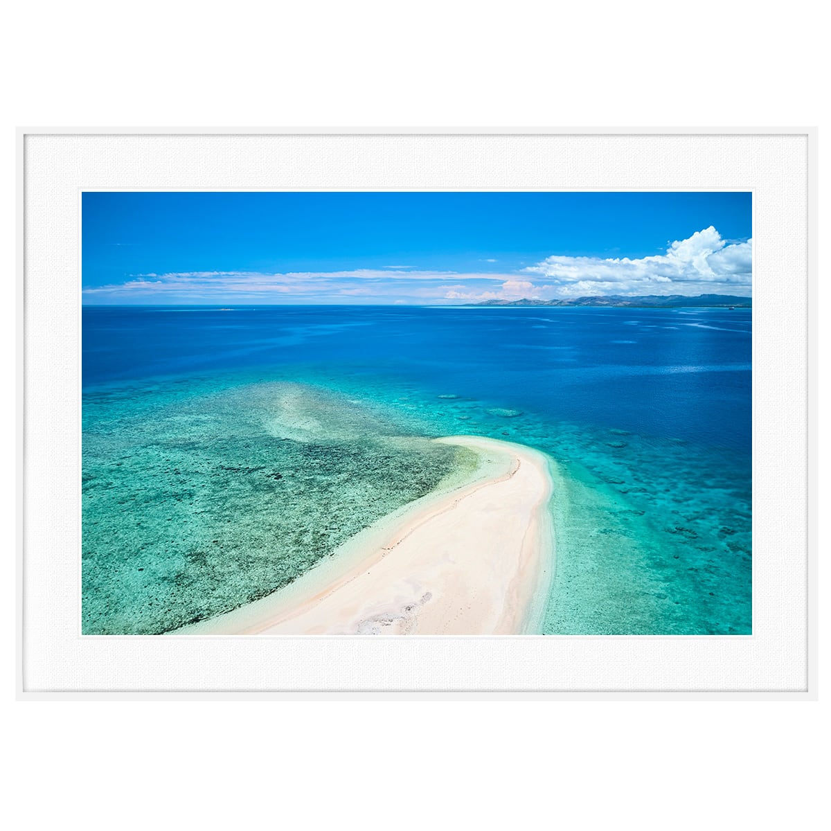 夏写真 フィジー共和国の青い珊瑚礁 インテリアアートポスター額装 AS0300