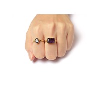 SQUARE STONE FLAT TWIST RING -Aqua chalcedony-
