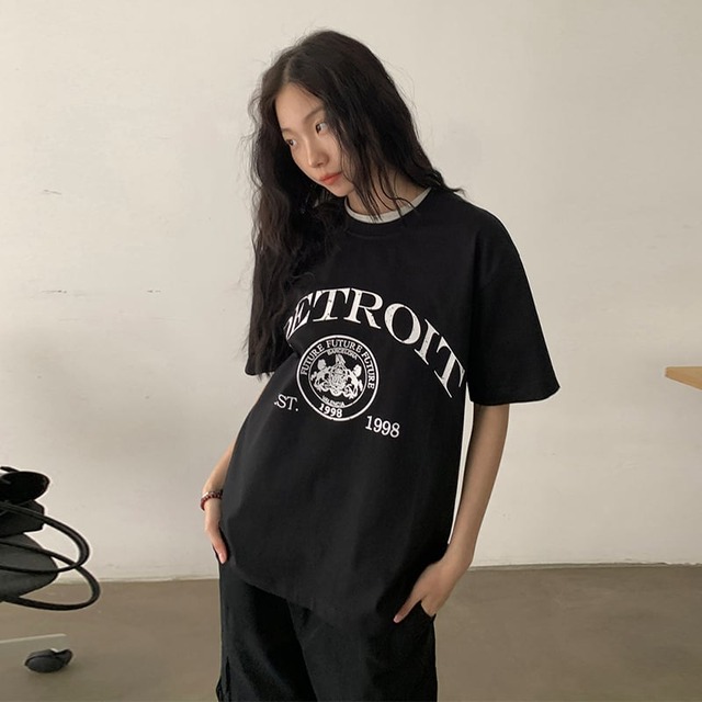 INKNOTS男女兼用英字ロゴプリント半袖Tシャツ