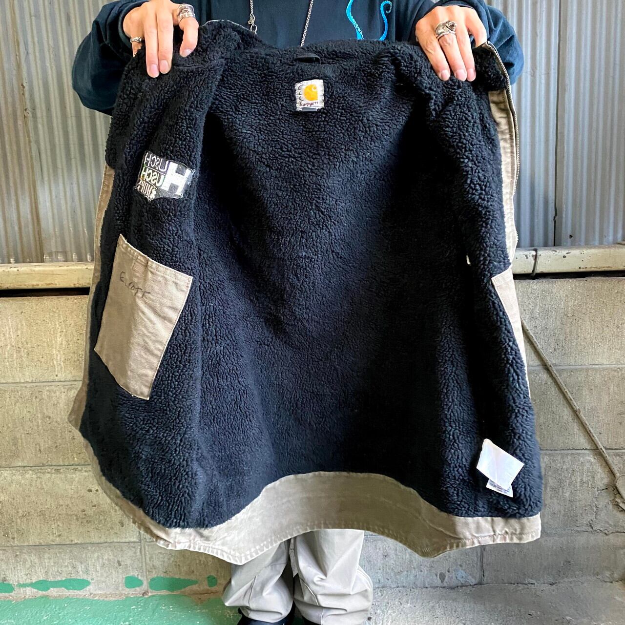 Carhartt カーハート ダック地 ボアワークベスト メンズL 切替 古着