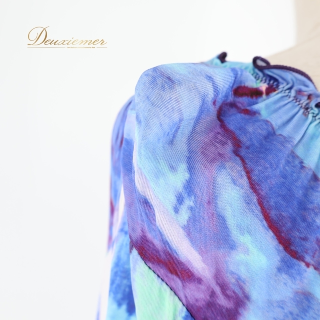 社交ダンス 衣装 トップス ブラウス ブルー系 チャコットロイヤルダンス Chacott ROYAL DANCE 青 緑 白 紫 練習 レッスン 伸縮 ストレッチ パーティー 鮮やか 柄 模様 日本製 上品 かわいい グリーン系 ホワイト系 パープル系