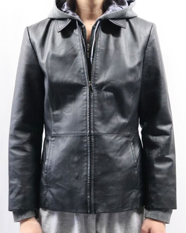 zip up leather blouson
