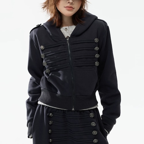napoleon-style button zip hoodie　ナポレオンボタンジップパーカー　J2112
