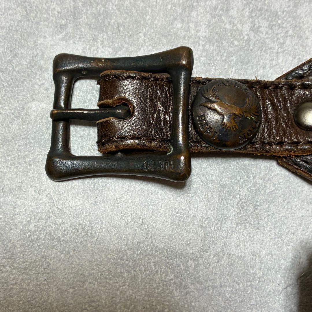 14th addiction レザーベルト コイン スタッズ ヴィンテージ加工 | CHASE