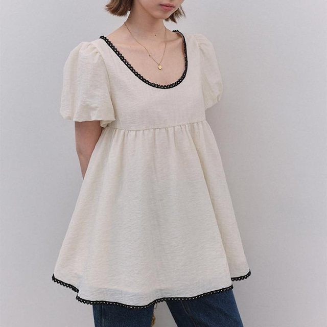 bicolor lace trim tunic blouse