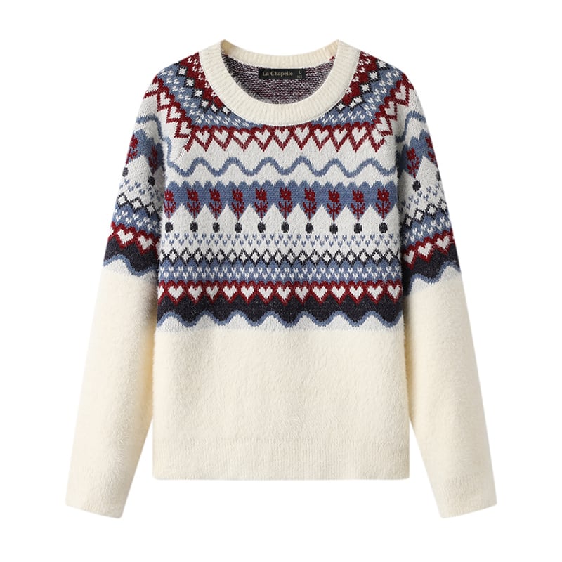 ラウンドネックジャカードニットセーター M1994