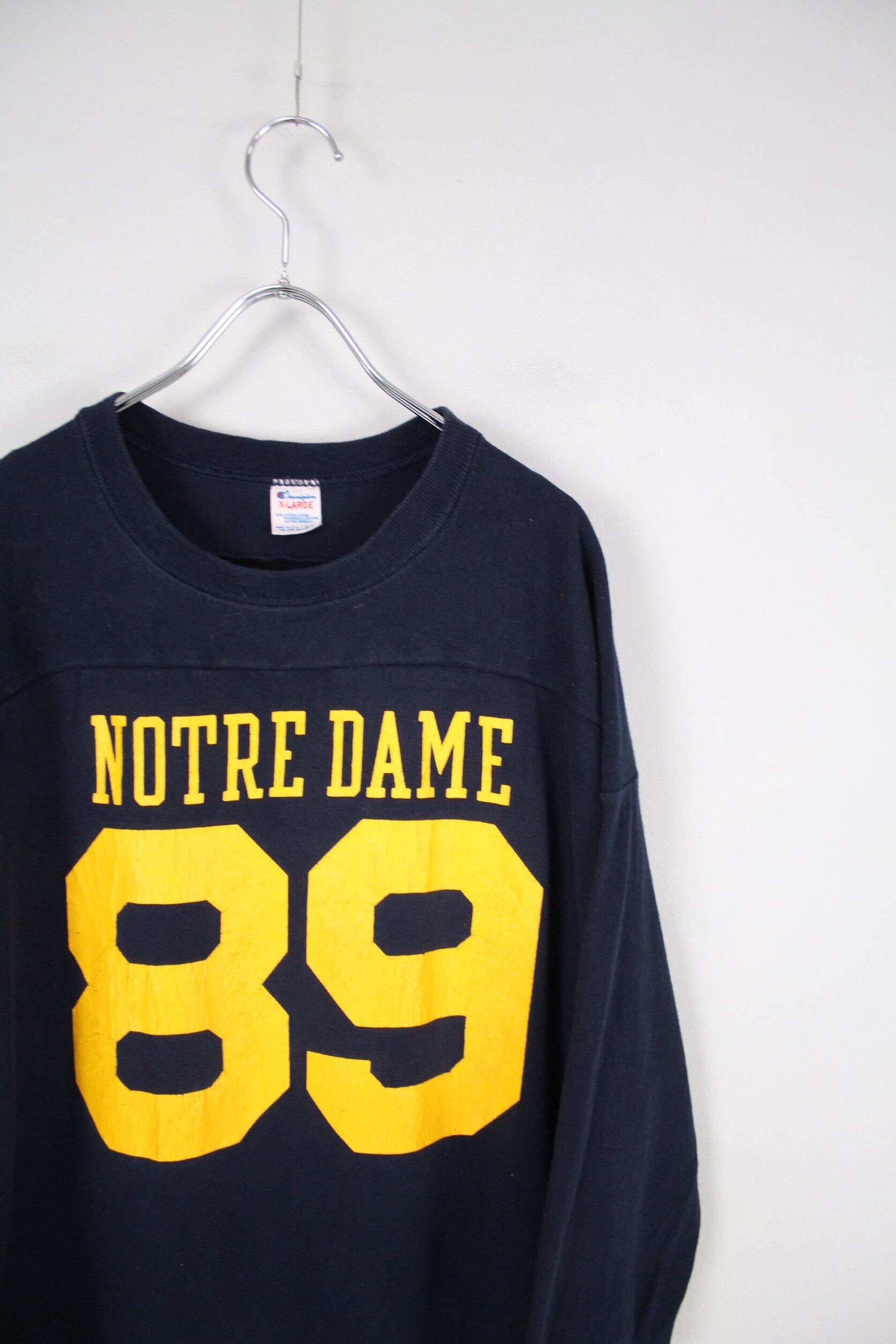 1980's vintage Champion "NOTRE DAME" フットボールTシャツ made in USA【CU3173】 cv