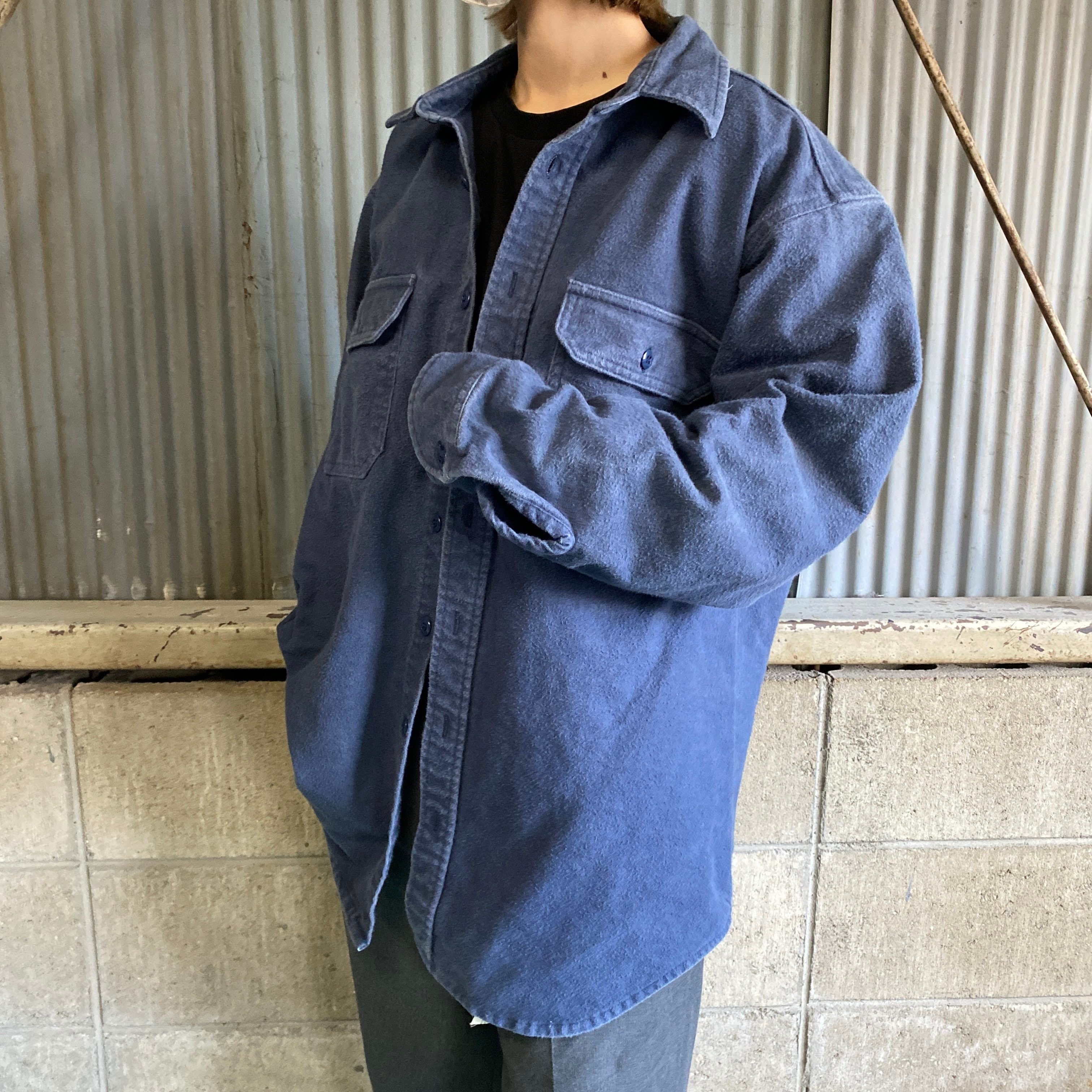 90年代 WOOLRICH ウールリッチ 無地 シャモアクロスシャツ 長袖シャツ 