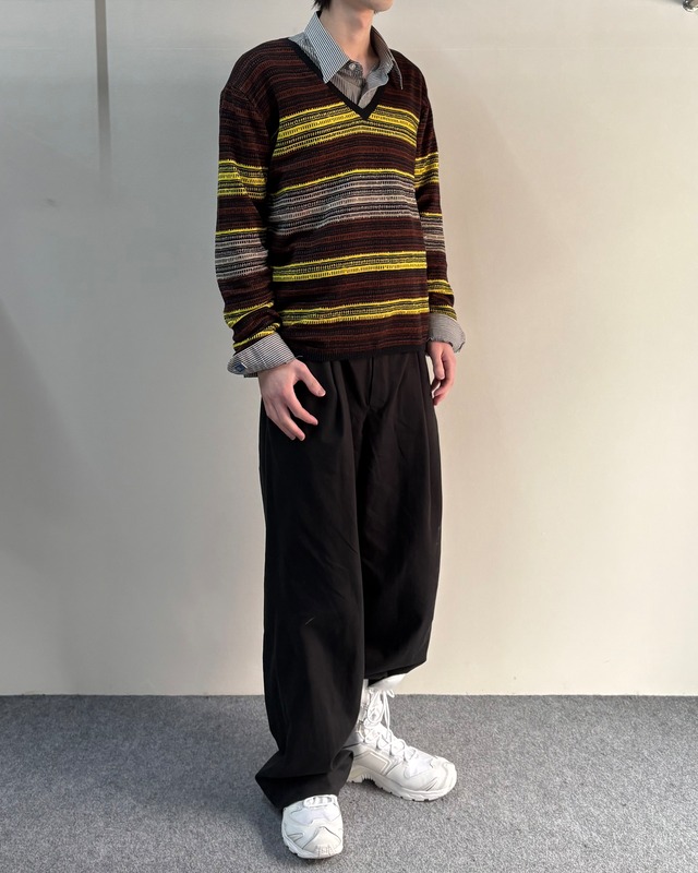 【DRIES VAN NOTEN】v-neck border linen knit
