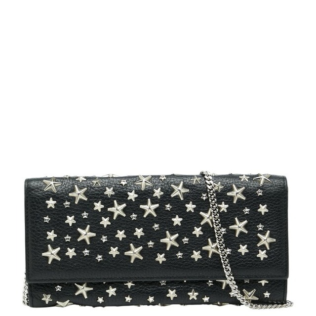 ジミーチュウ スタースタッズ チェーンウォレット ブラック レザー レディース JIMMY CHOO 【中古】