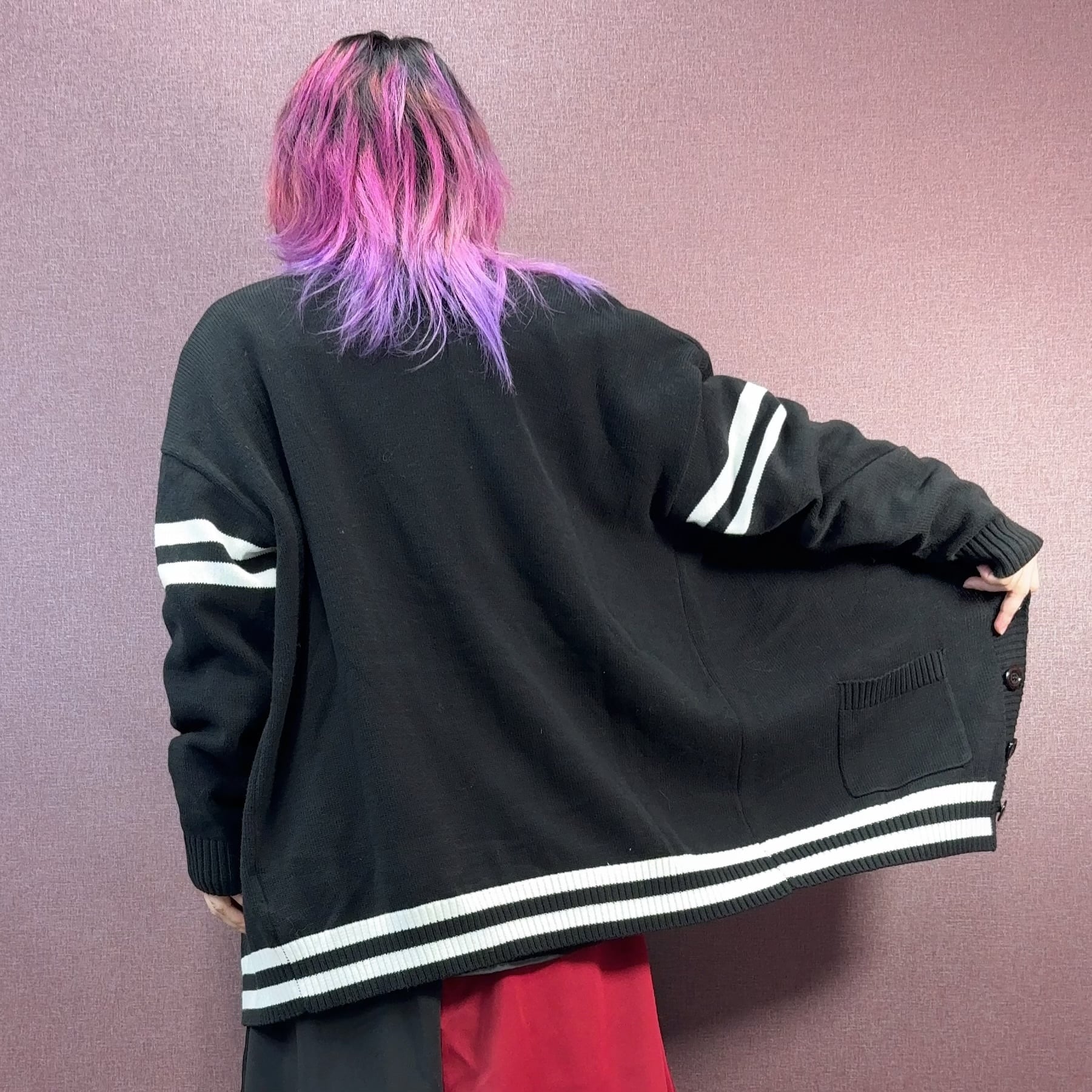 BLACK KNIT CARDIGAN 【RABBIT LOGO刺繍入り】 | NIER CLOTHING
