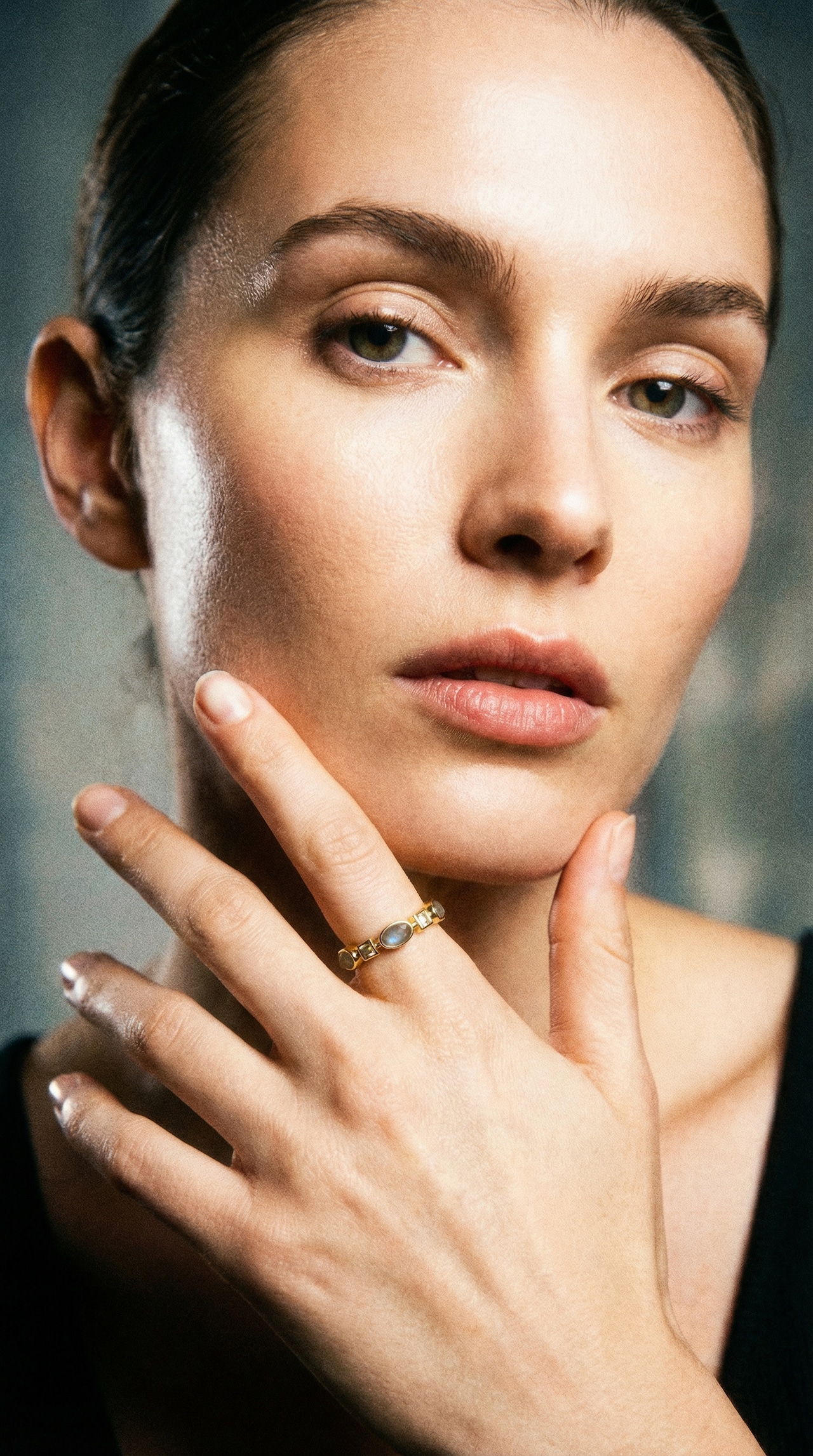 S925 MULTI SHAPE LABRADORITE ETERNITY RING