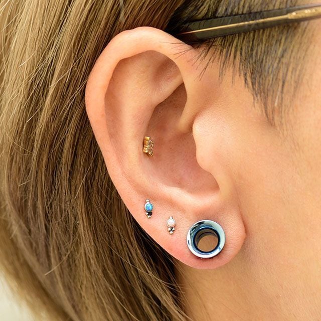 拡張ピアス 9mm ティール ロング インターナル ダブルフレア