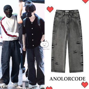 ★Stray Kids リノ 着用！！【ANOLORCODE】Domingo denim pants (Gray)