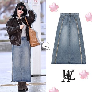 ★TWICE モモ 着用！！【WOOALONG】Tin denim maxi skirt - INDIGO