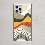 受注生産 iPhoneケース 黒とマスタードの地層ウェーブ｜レトロウェーブ CURV047B