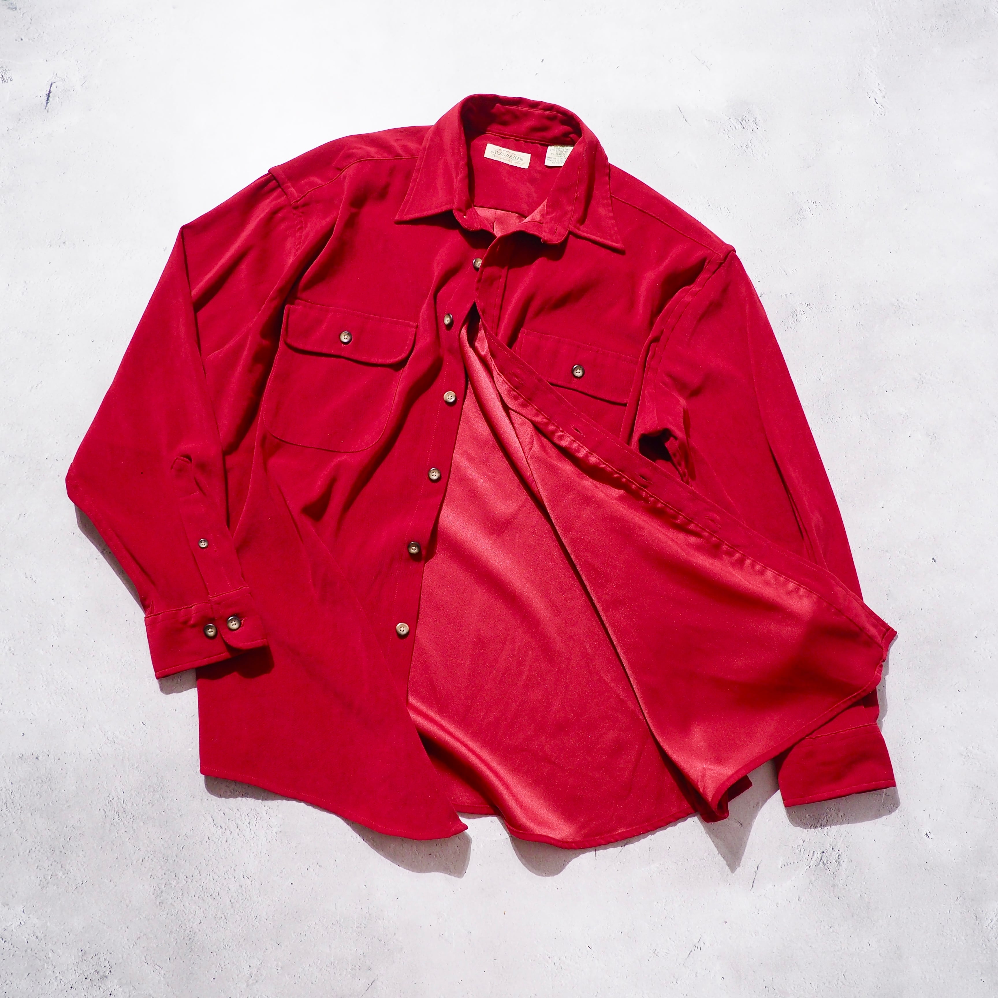 1990s " St. John's Bay " Beautiful Deep Red color vintage Over silhouette shirt