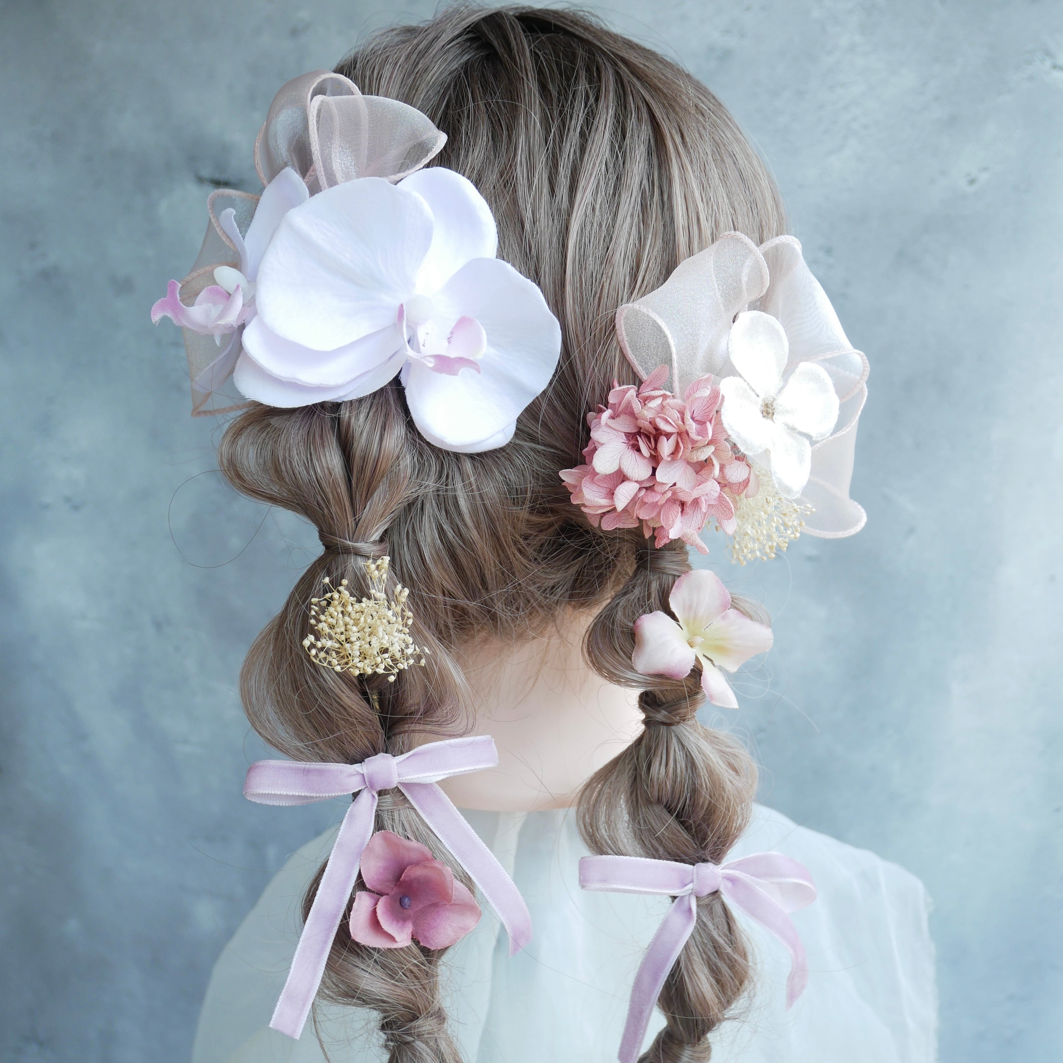 A276 胡蝶蘭 髪飾り ドライフラワー ピンク 成人式 振袖 結婚式 卒業式