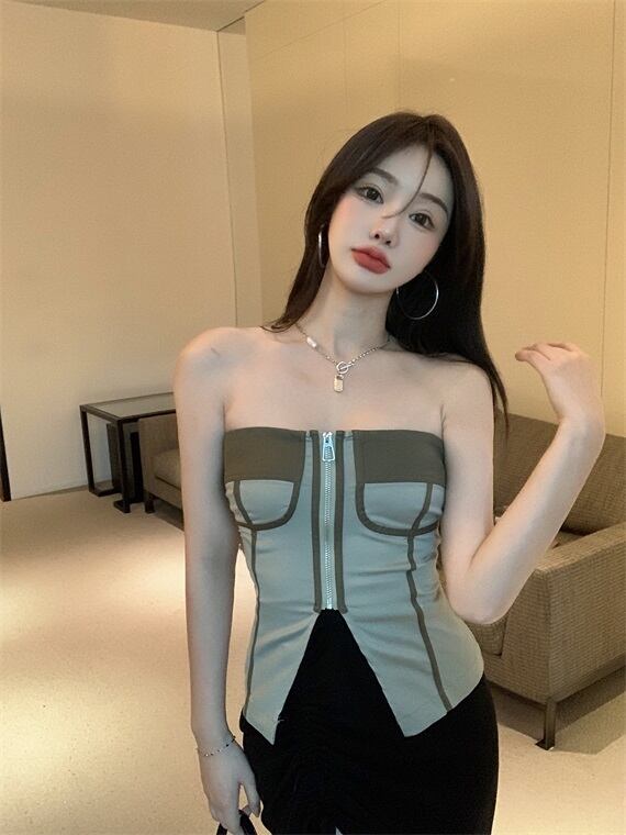 トップス サマー薄手スタイルストラップレスジャケット 夏物 ヨーロピアン ブラックストロベリース79476288007