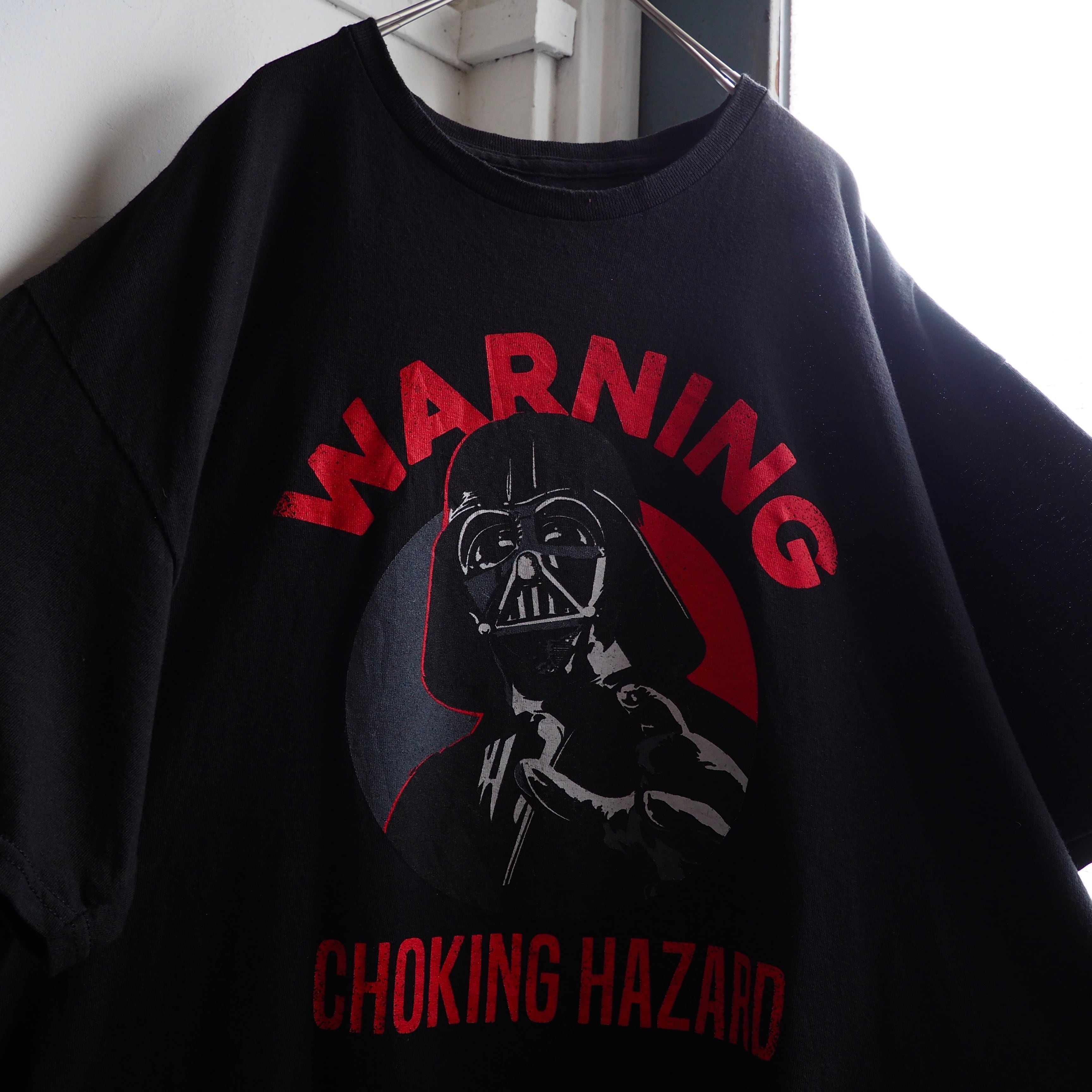 ” STARWARS ” ” Warning!Darth Vader ” printed Black loose Tee