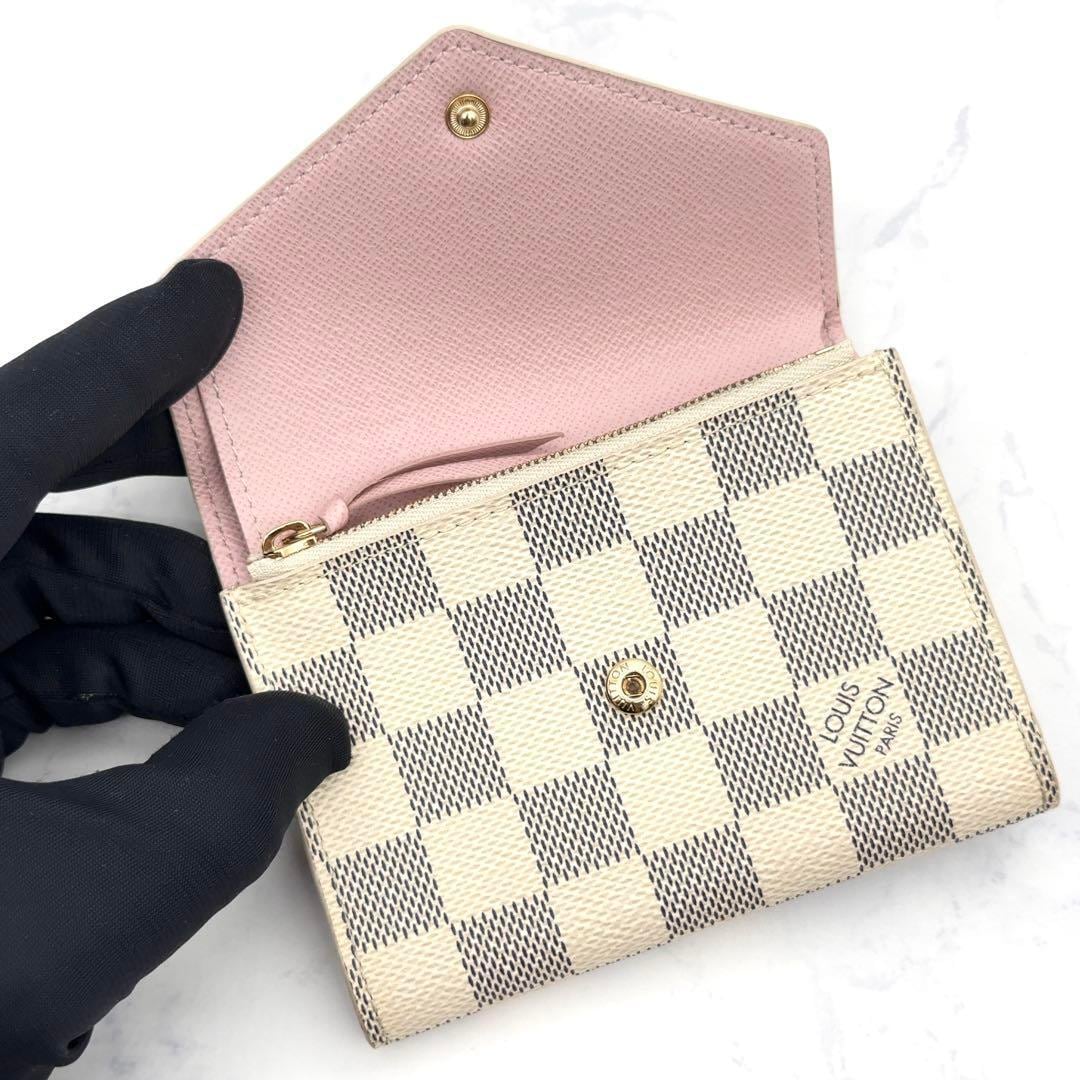 新品に近い】ルイヴィトン ダミエアズール ヴィクトリーヌ 三つ折り