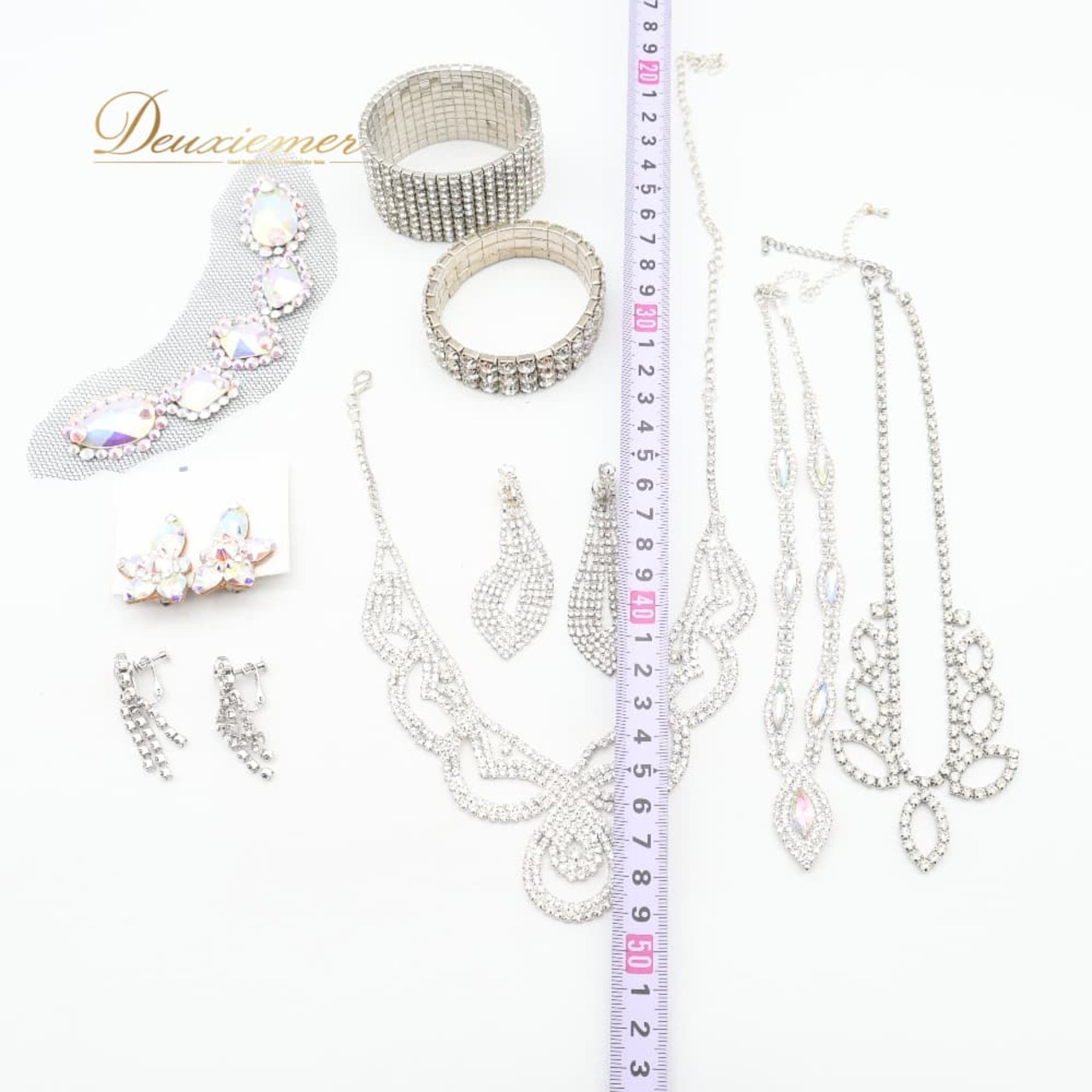 社交ダンス 衣装 まとめ売り セット ネックレス イヤリング ブレスレット シルバー系 アクセサリー 飾り 装飾 ダンス パーティ 発表会 デモ 競技 ステージ