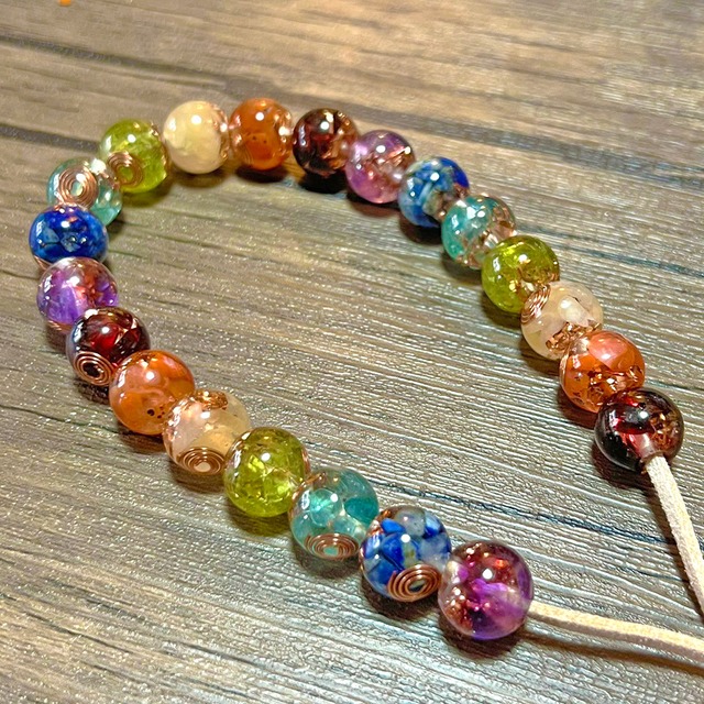 ※卸可能【お得！】オルゴナイトビーズ  チャクラ 連 7色×3セット 21粒 12mm玉