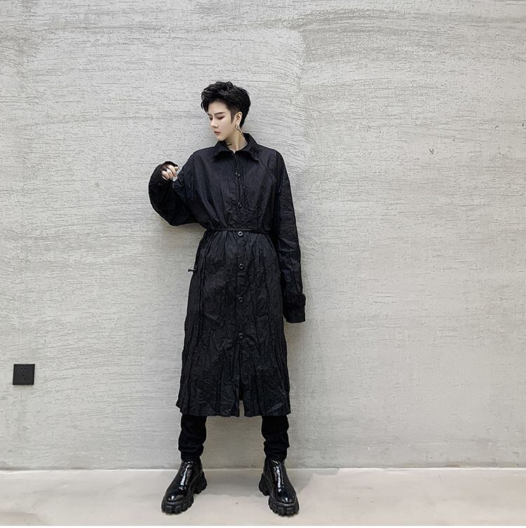 予約販売】ロングシャツ メンズ 長袖 シワ加工 ライトアウター 予約販売】ロングシャツ メンズ 長袖 シワ加工 ライトアウター