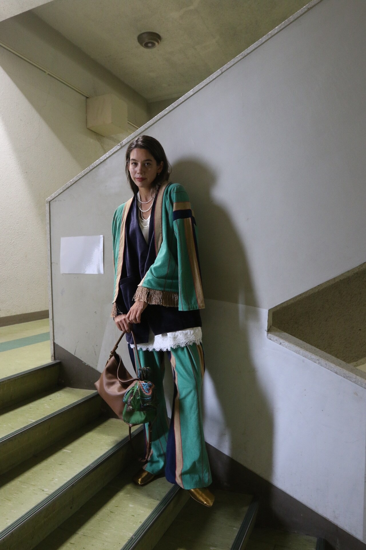 【STEVIE 】PILE STRIPE GOWN